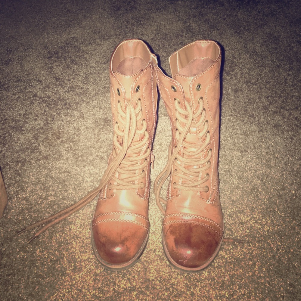 Brown combat boots